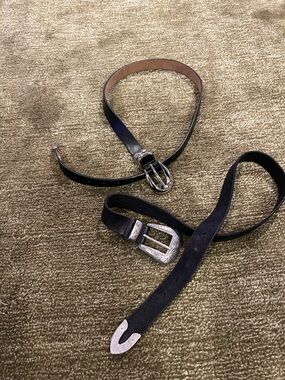 Classic Black Leather Belts with Silver Buckle